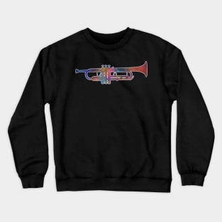 Trumpet Silhouette: Rainbow Watercolor Crewneck Sweatshirt